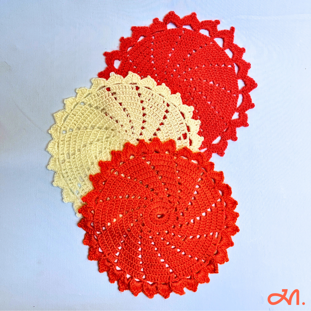 Radiant Swirl Crochet Table Mats- Set of 3