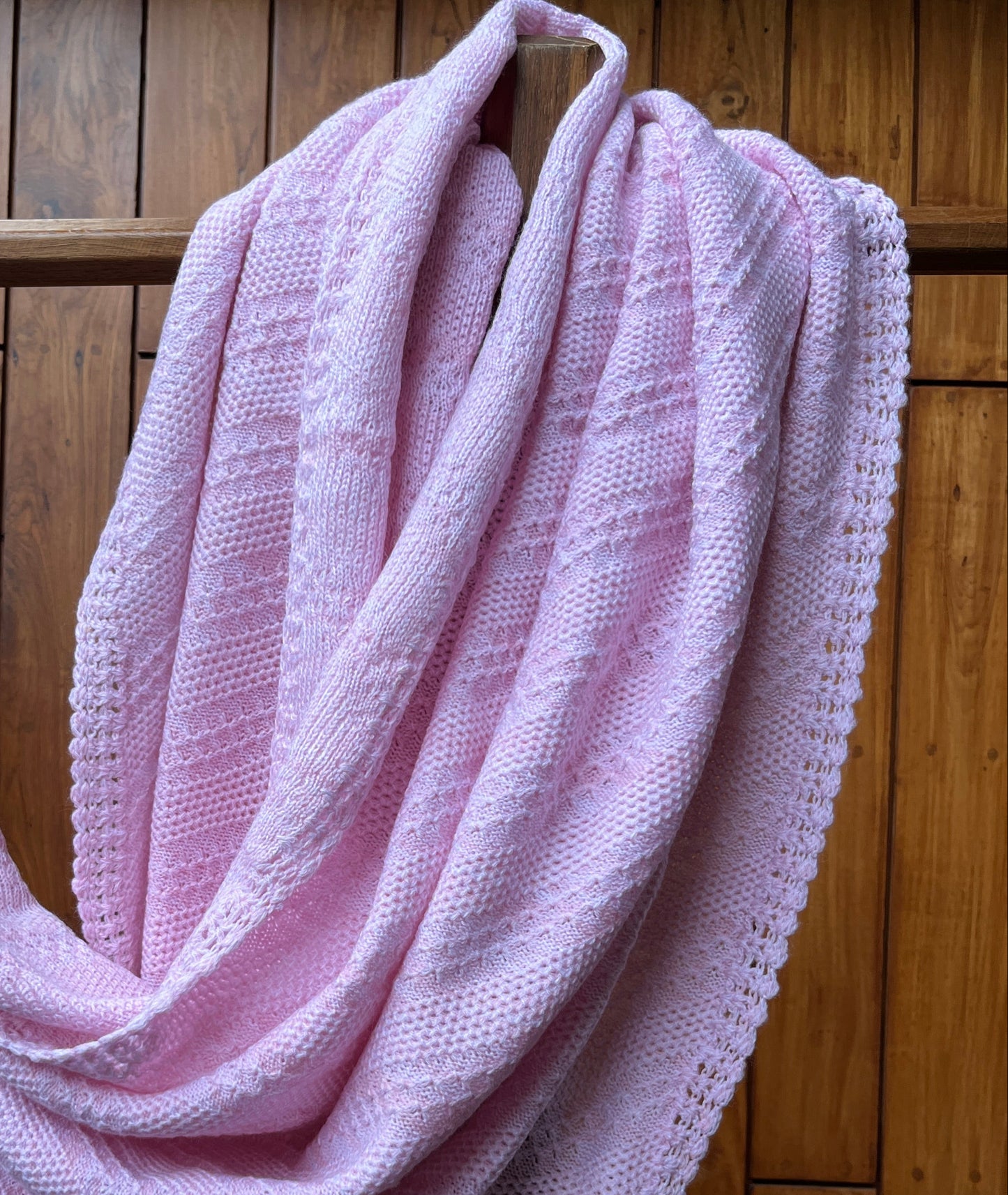 Light pink woollen shawl with tassels – Madhuri Woollens winter wrap