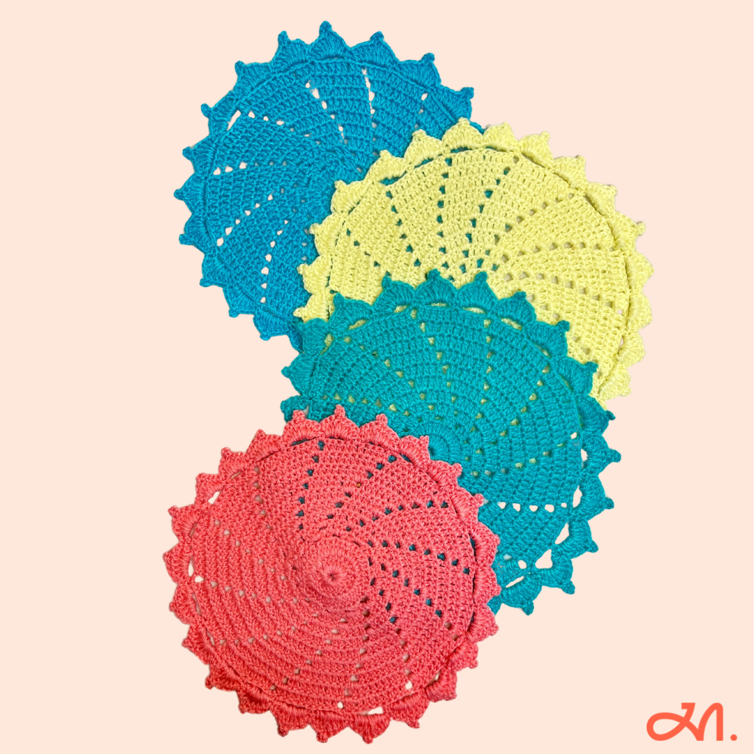 Spiral Elegance Crochet Table Mats- Set of 4