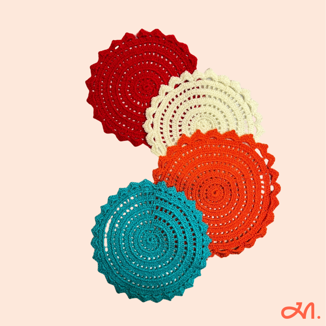 Radiant Round Crochet Tablemats- Set of 4