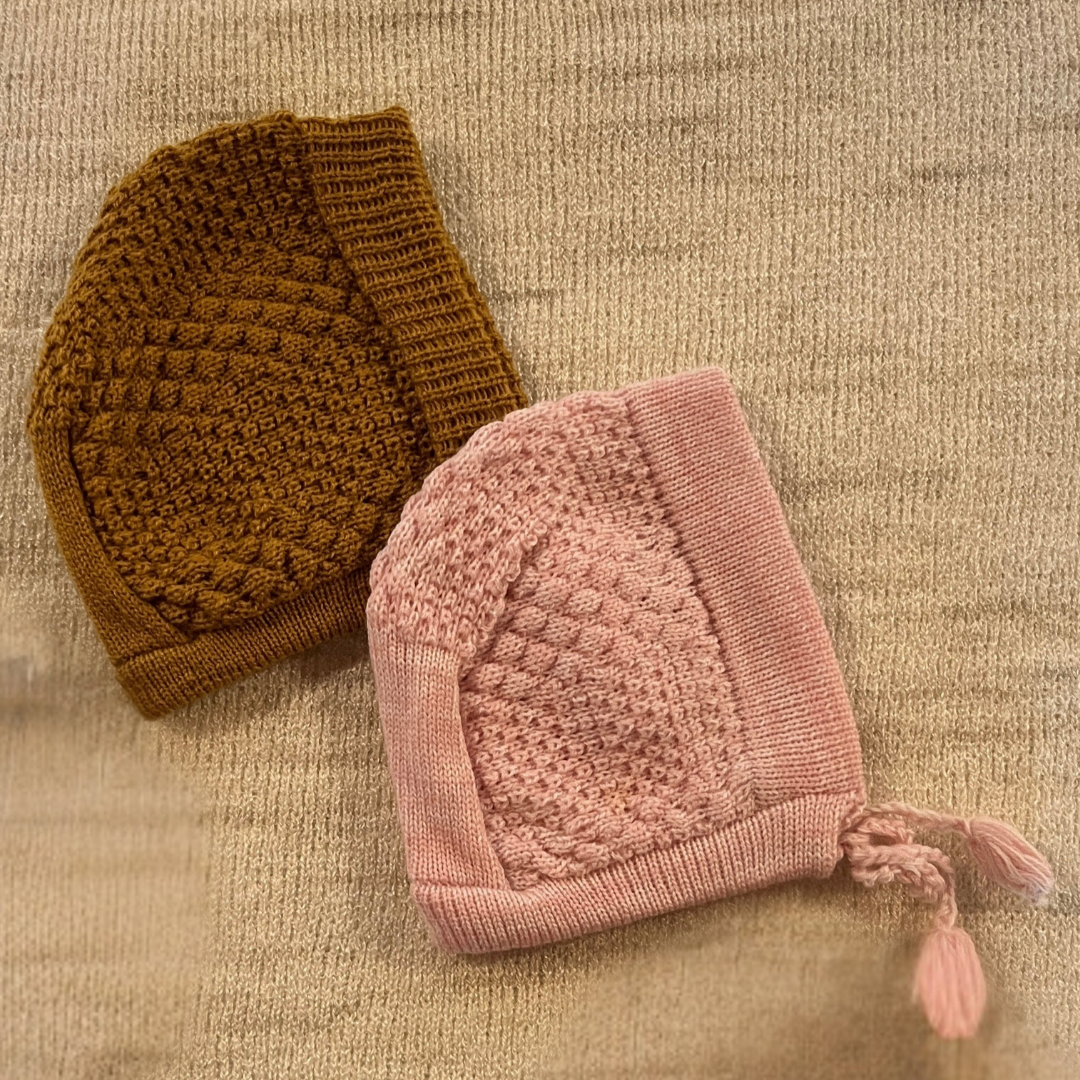 Honeycomb Knit Baby Caps - Set of 2