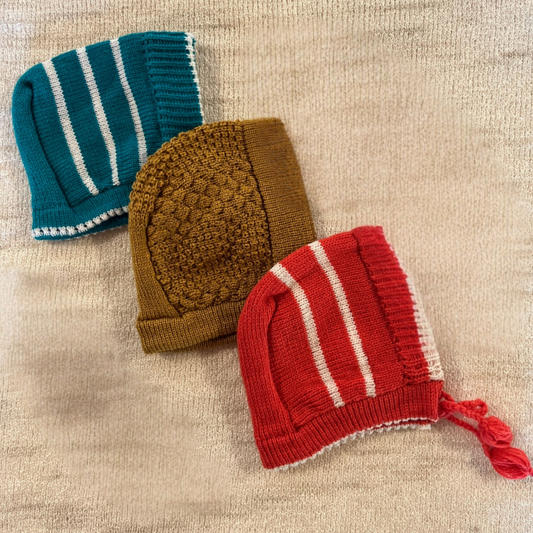 Mixed Weave Baby Cap - Set of 3
