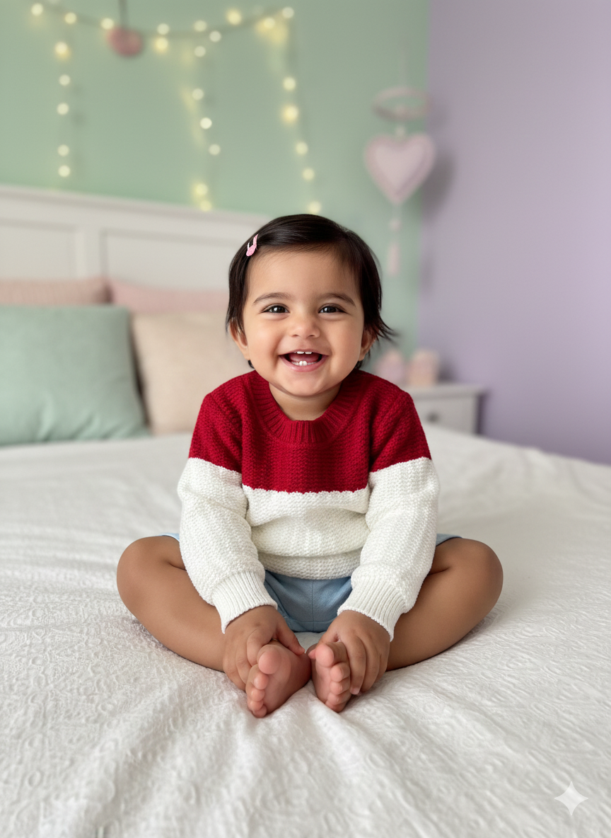 Red & White Cozy Baby Winter Sweater