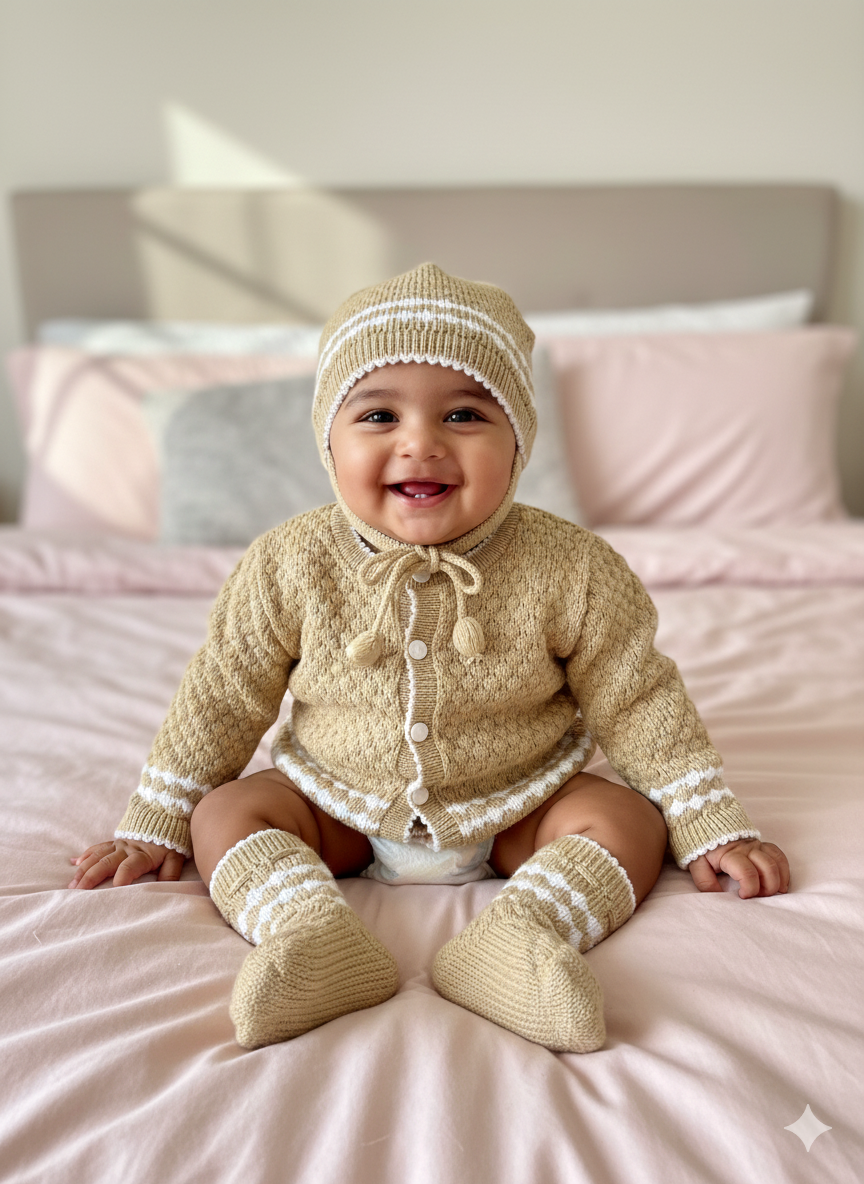 Baby Biscuit Beige Wool Sweater Set