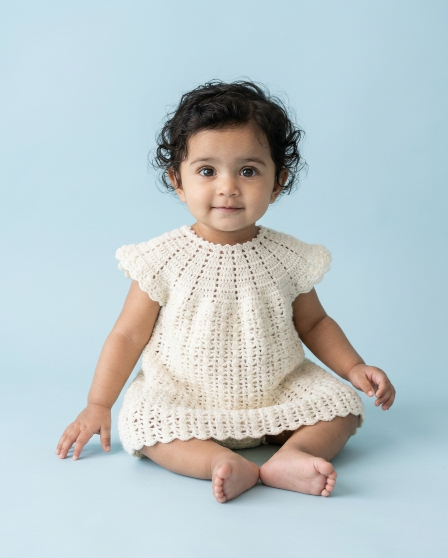 Snowflake Charm Handmade Crochet Baby Dress