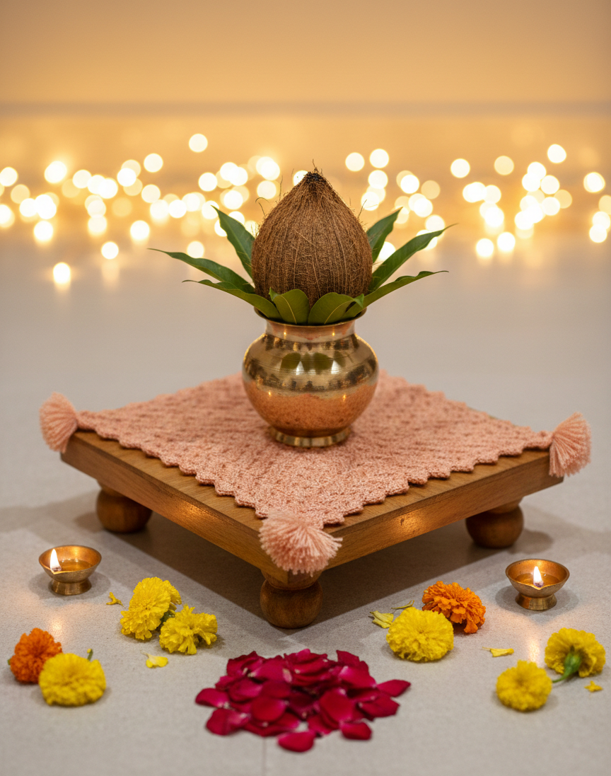 Set of 2- Peach Pooja Asan