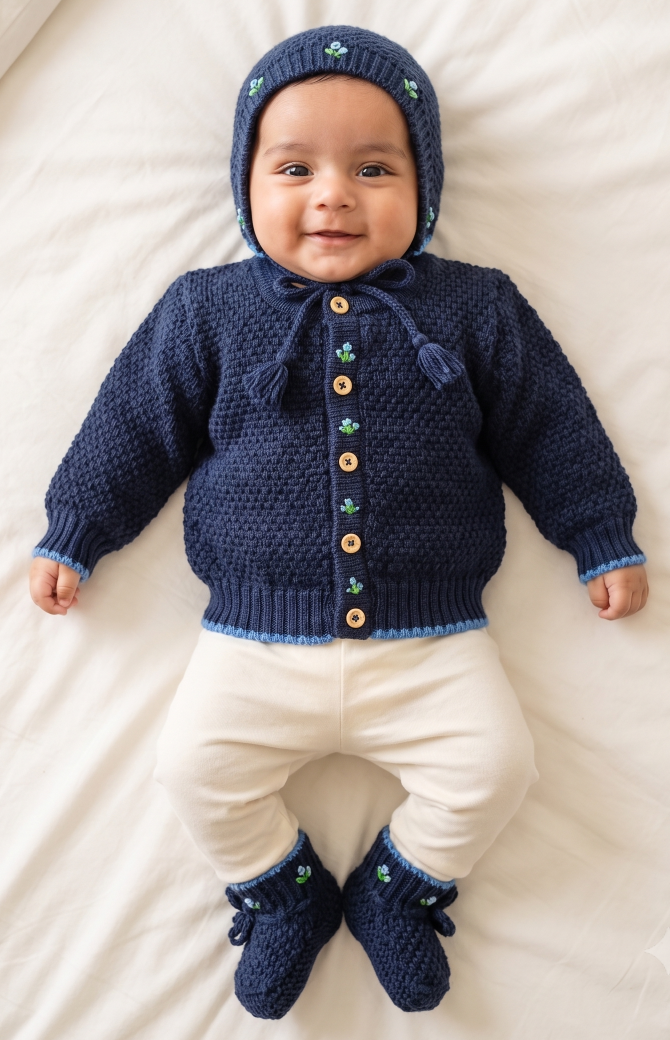 Midnight Bloom Baby Sweater Set