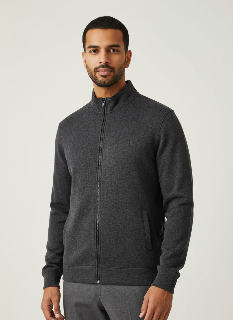 Men’s Charcoal Zip-Up Woollen Jacket