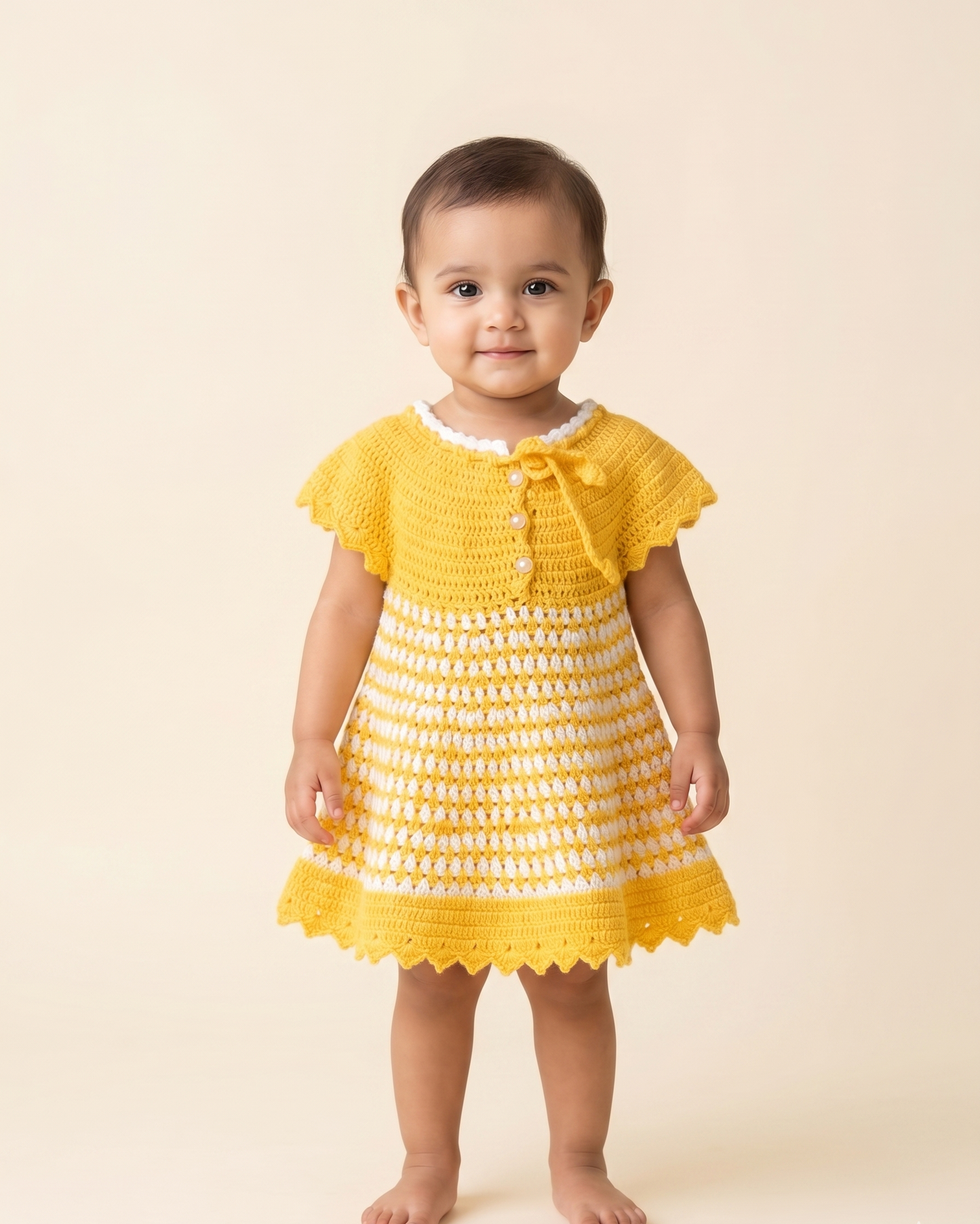 Sunshine Checks Handmade Crochet Baby Dress