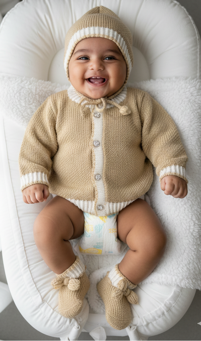 Baby Beige Wool Sweater Set