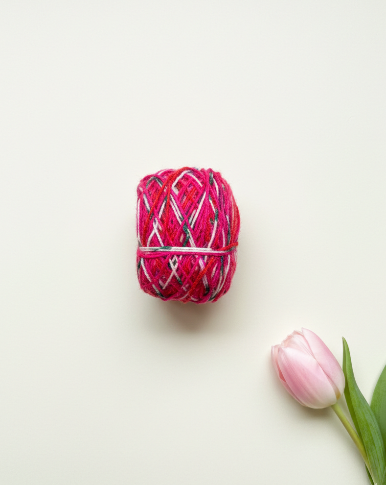 Red Multicolor Knitting Yarn Ball