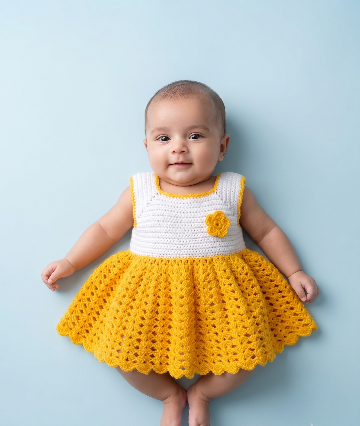 Sunshine Bloom Handmade Crochet Baby Dress