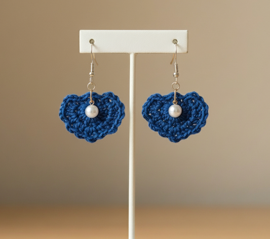 Pearl Blue Crochet Earrings