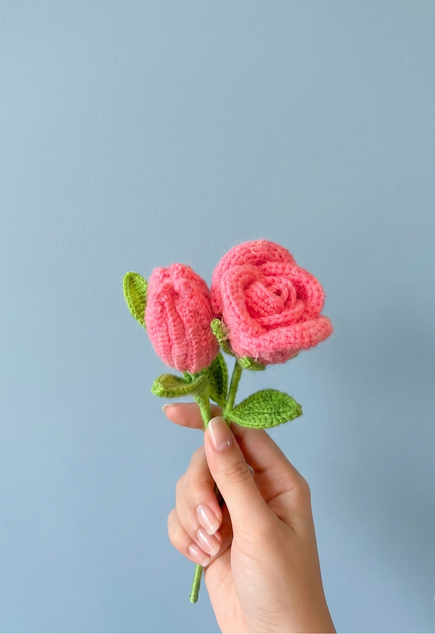 Pink Rose and Bud Set