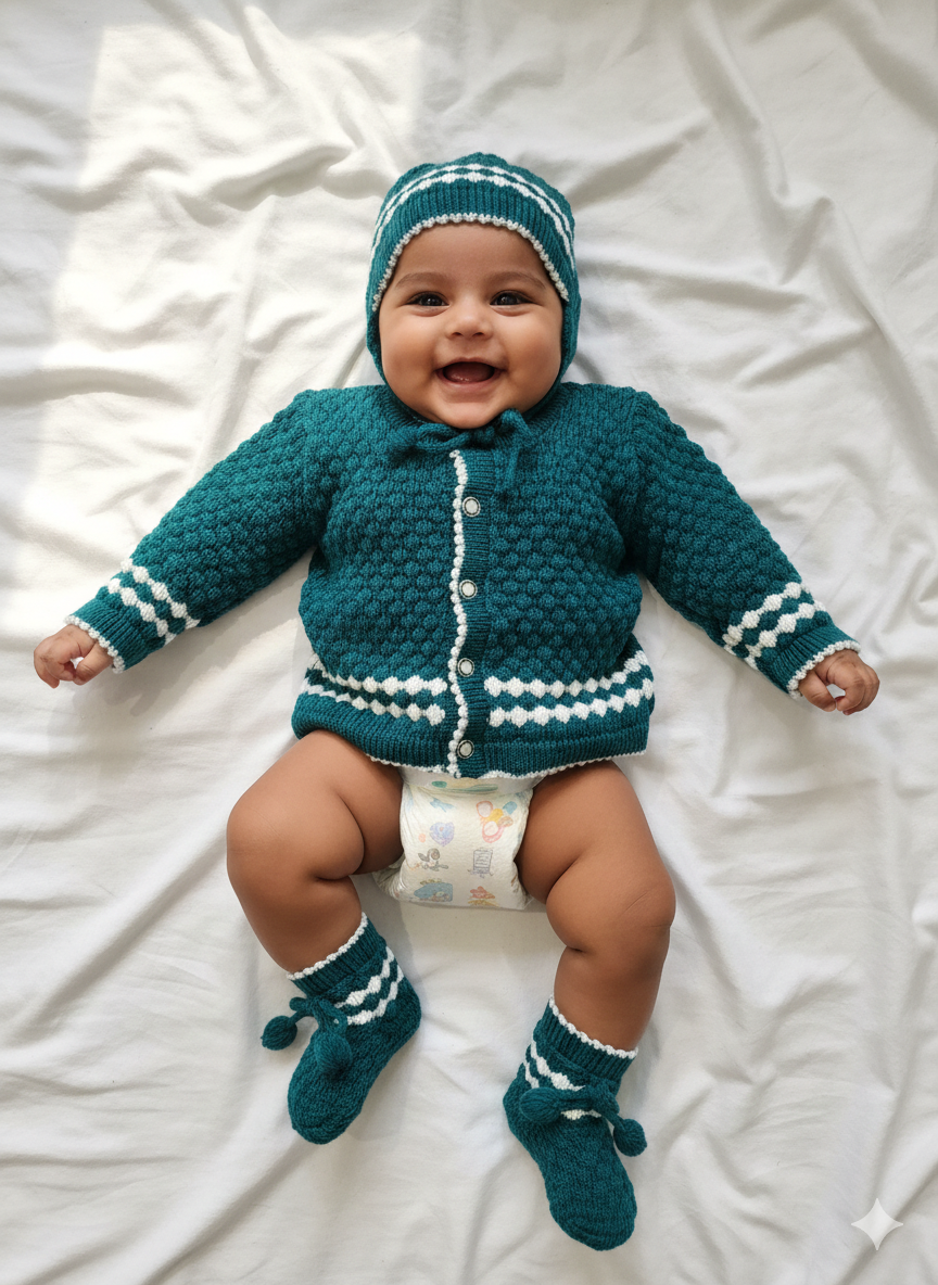 Baby Teal Wool Sweater Set