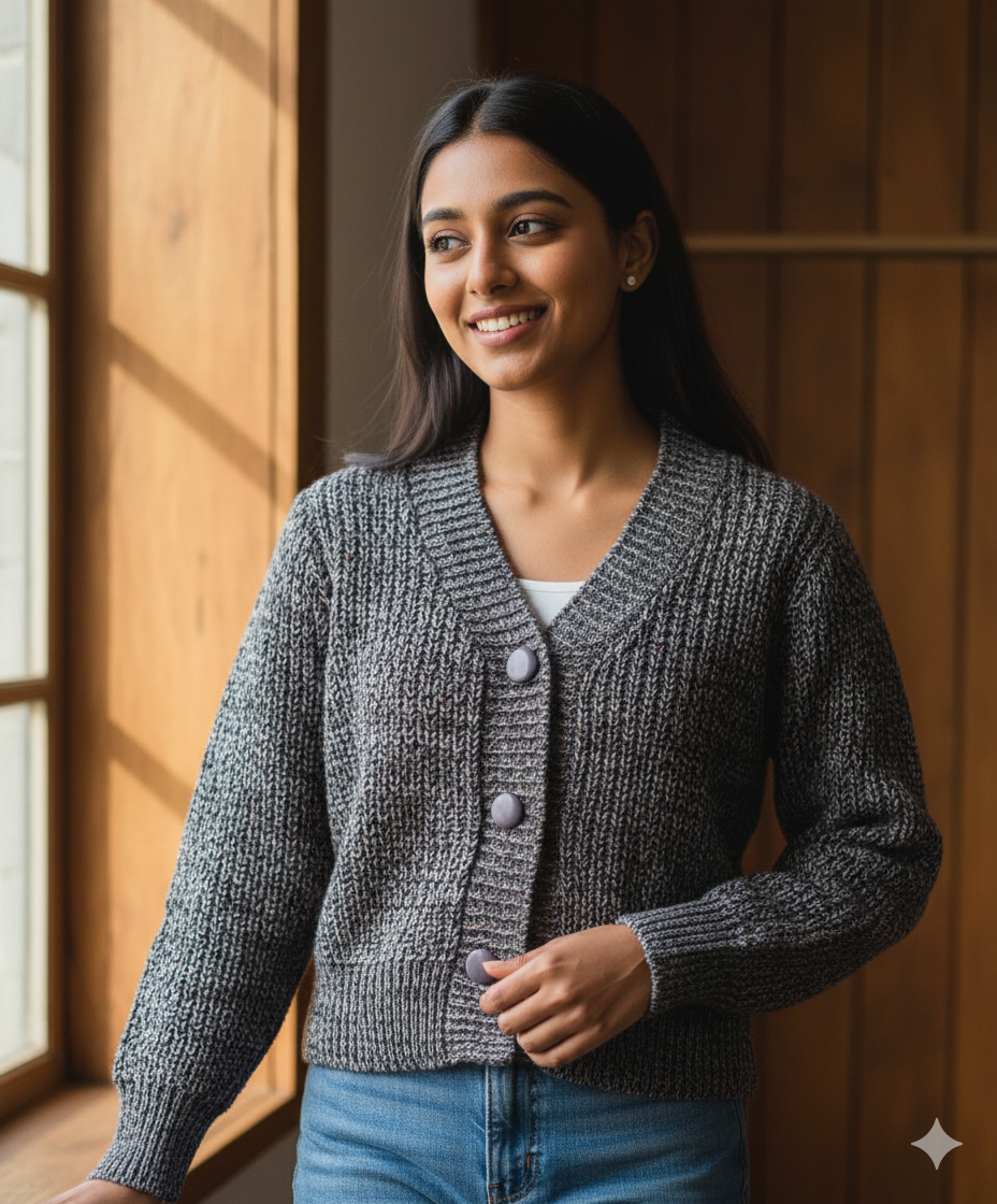 Charcoal Mélange Sweater Top
