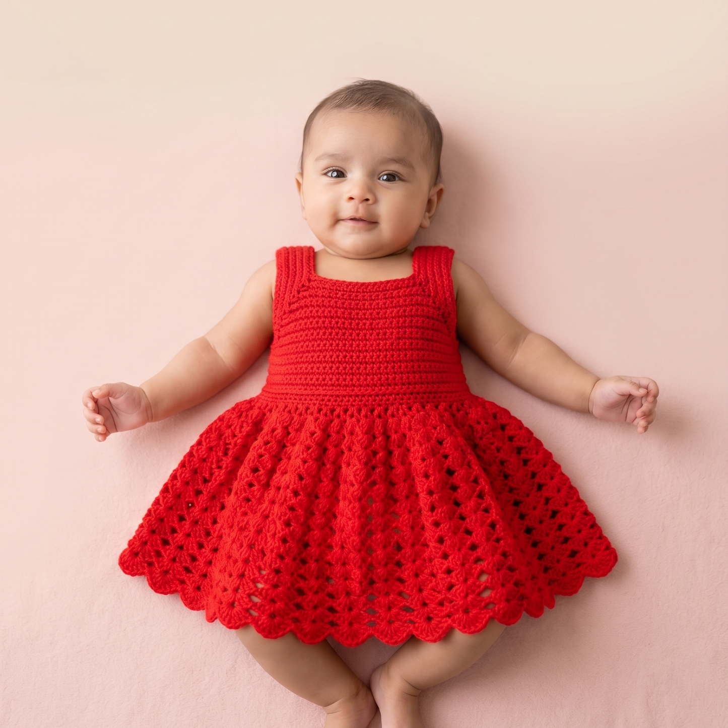 Ruby Twirl Handmade Crochet Baby Dress