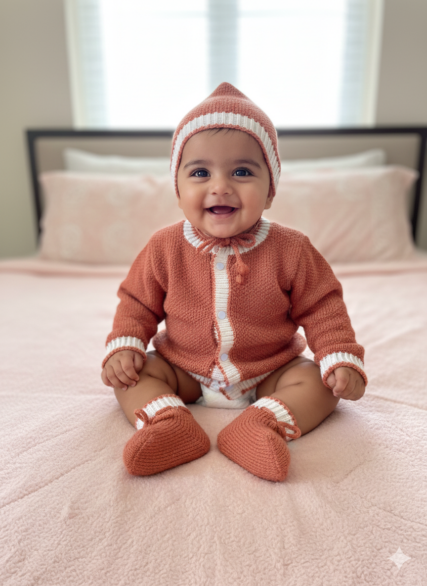 Baby Rust Orange Woolen Sweater Set