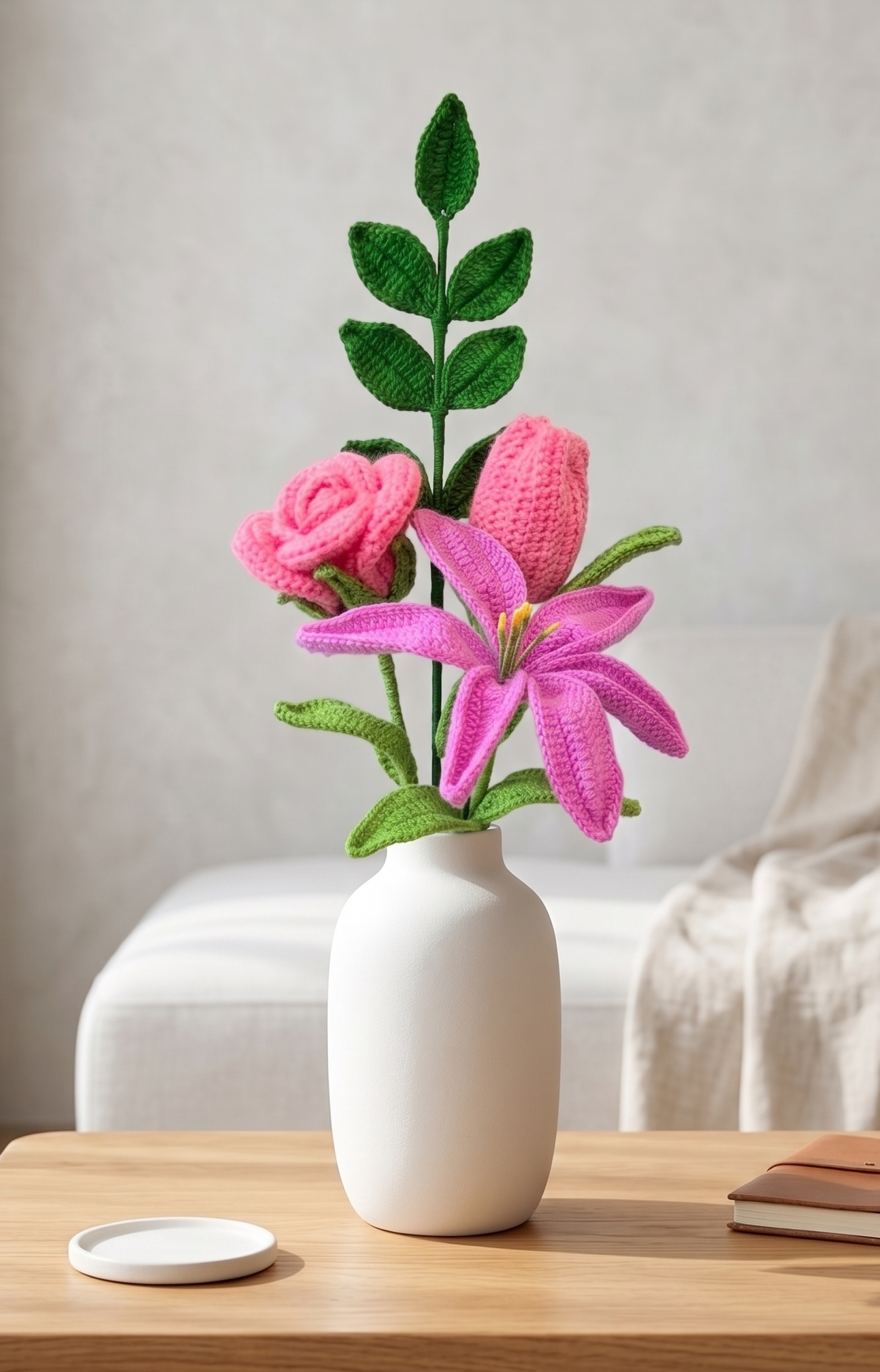 Handcrafted Crochet Flowers- Rose and Lilies