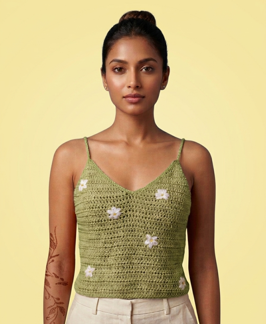 Daisy Detail Crochet Summer Camisole Top