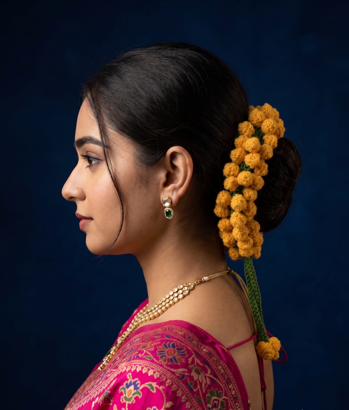 Mustard Crochet Marigold Gajra