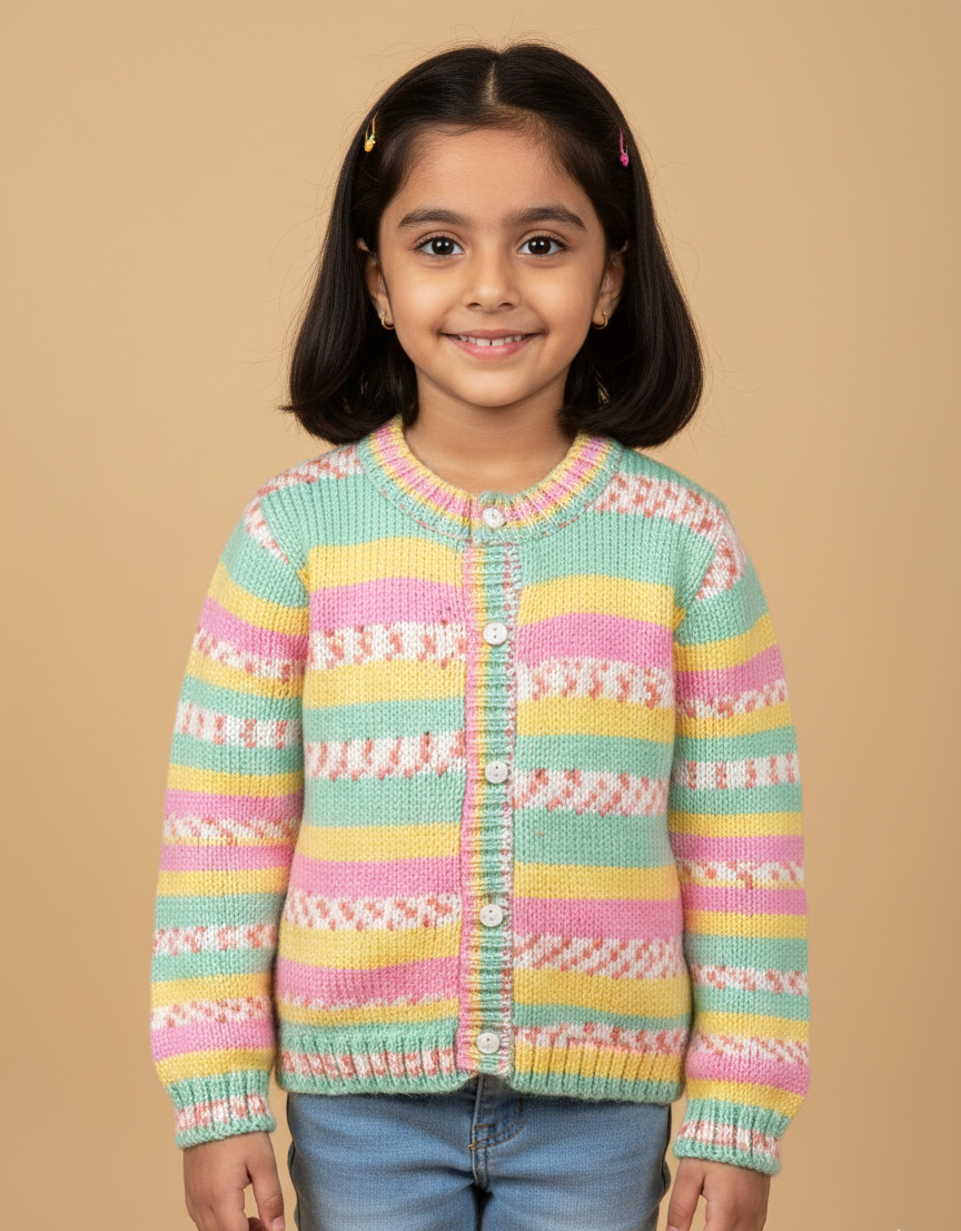 Multicolor Striped Knit Cardigan