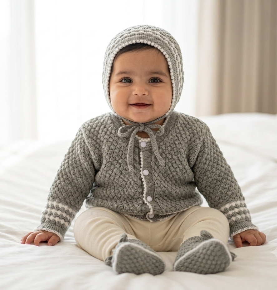 Handcrafted Silver Shine Baby Winter Set