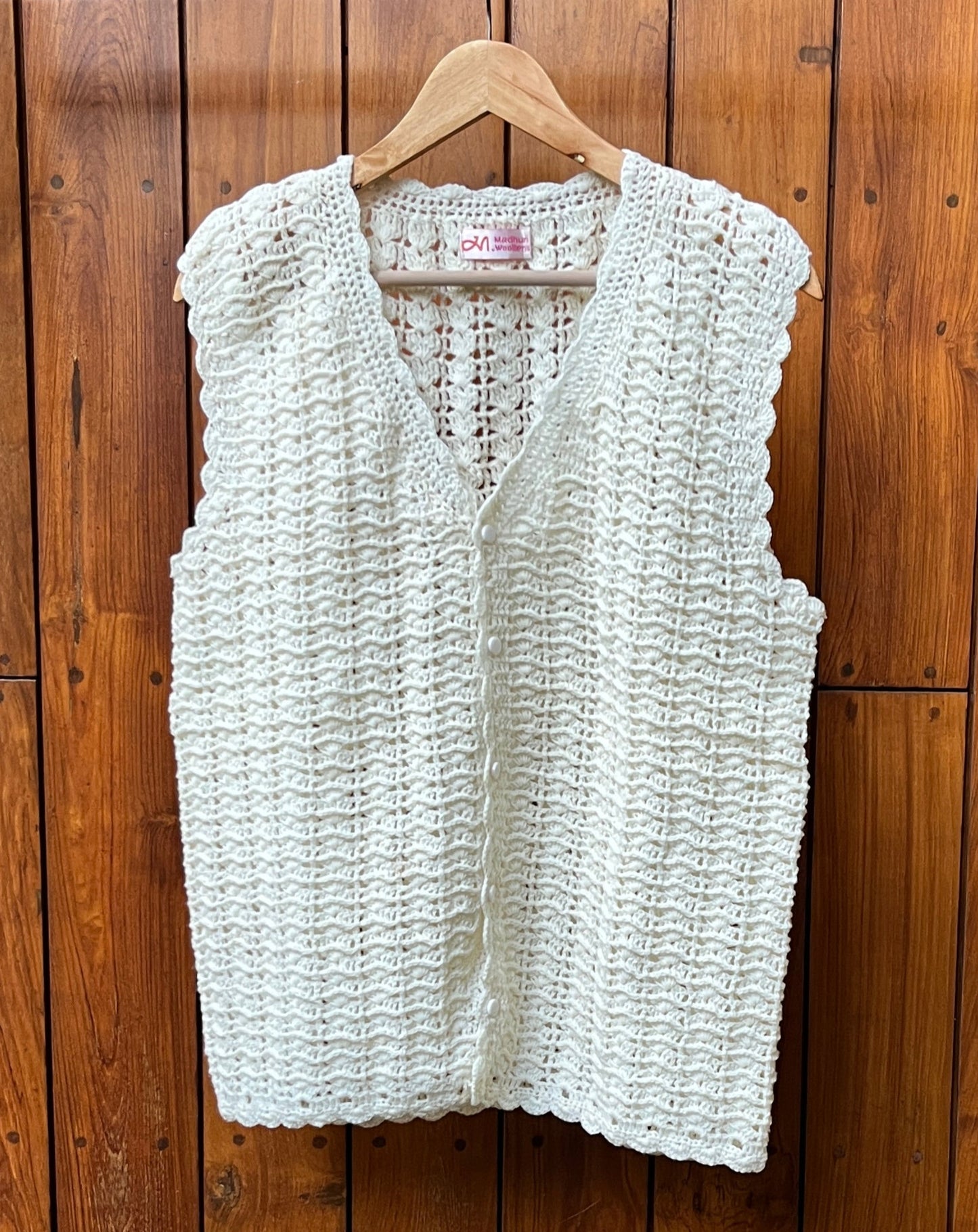 Handmade Crochet Cream Vest