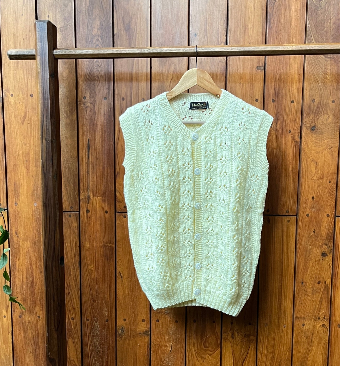 Handknit Cream Woollen Vest