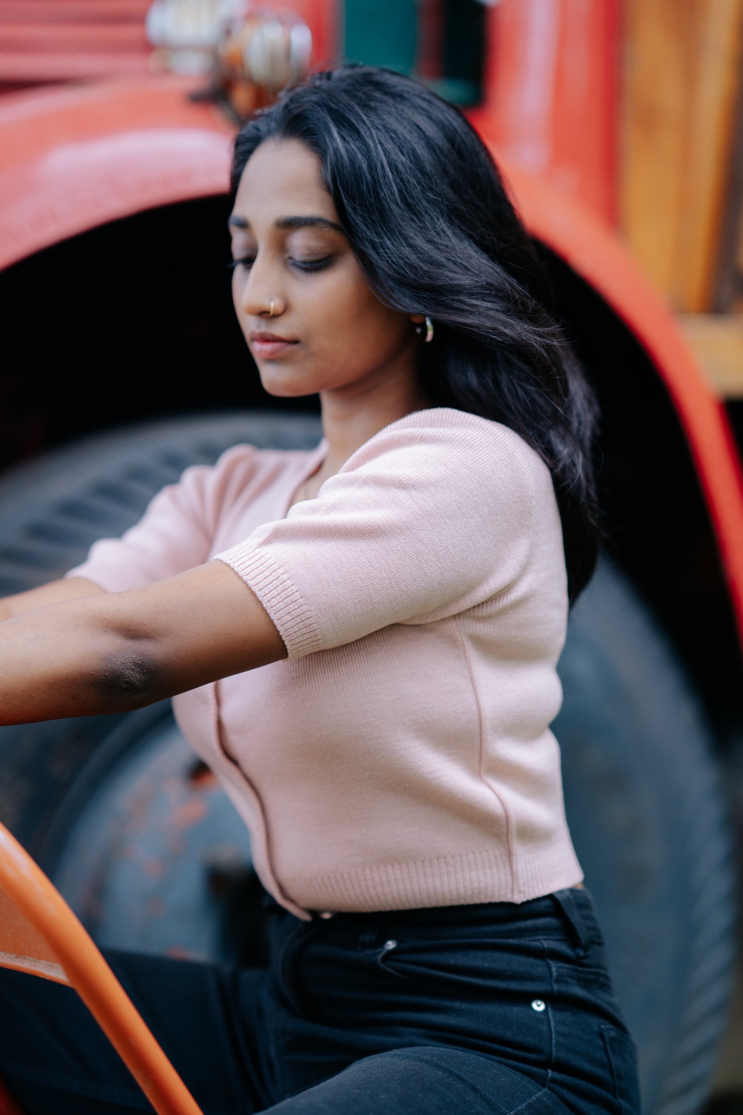 Blush Button-Up Crop Top