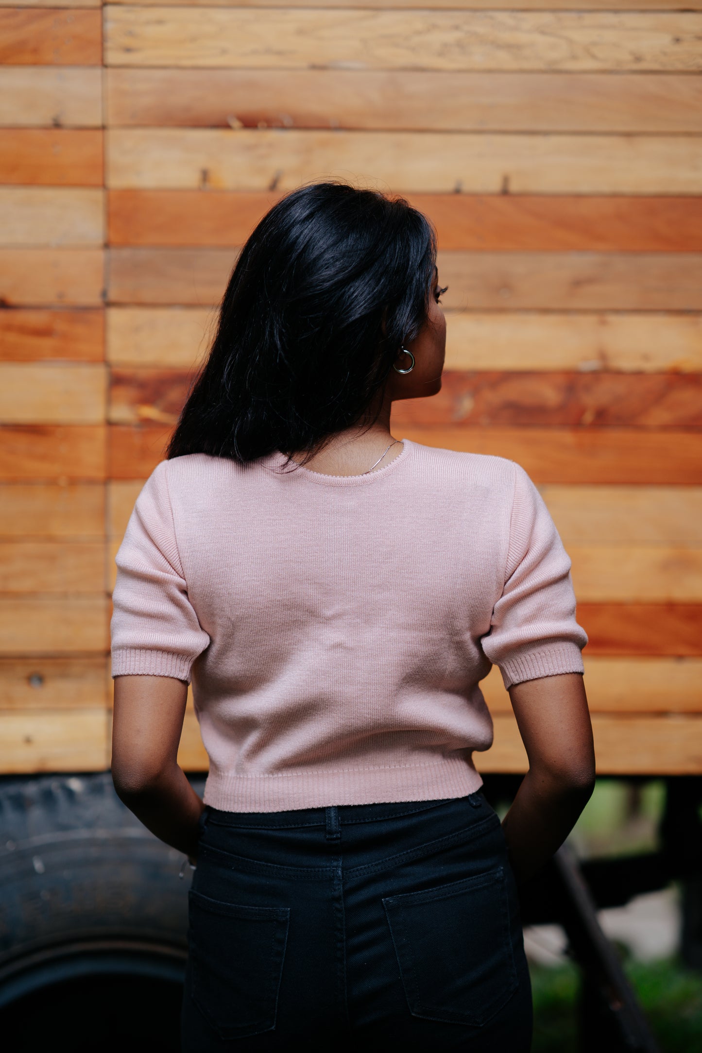 Blush Button-Up Crop Top