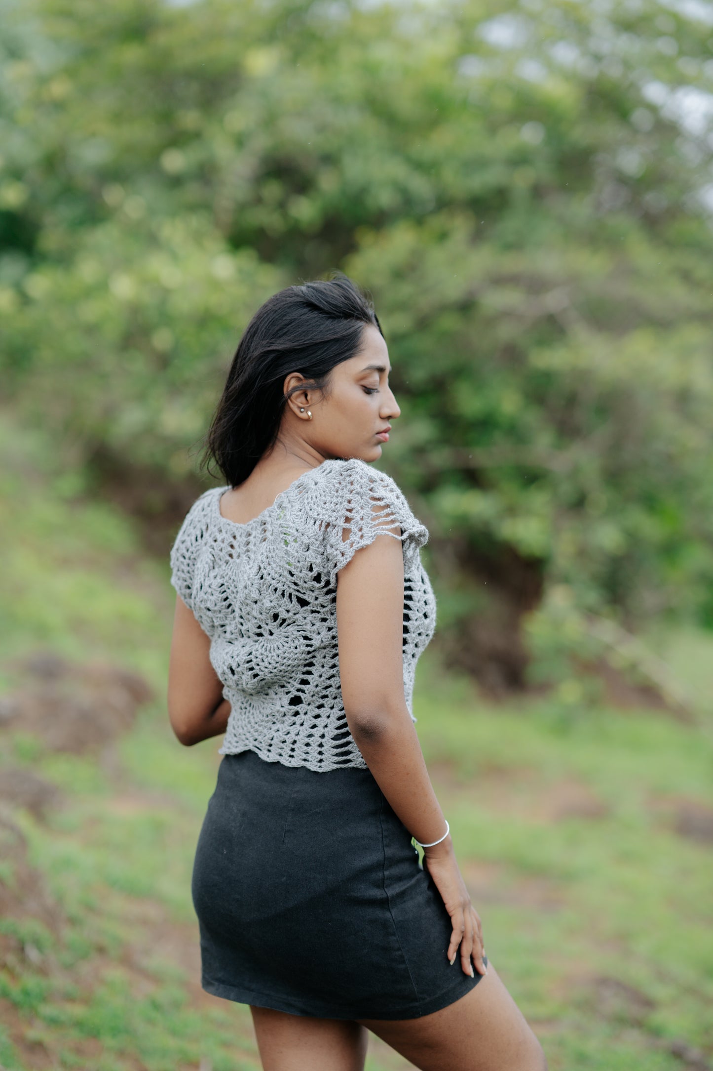 Silver Crochet Crop Top