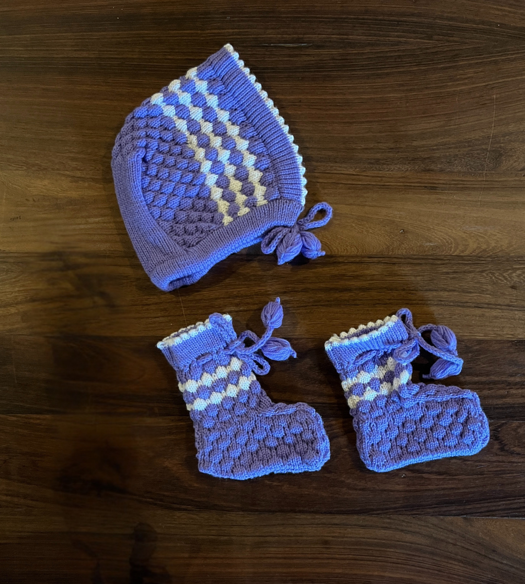 Lavender Bliss 3-Piece Woollen Baby Set