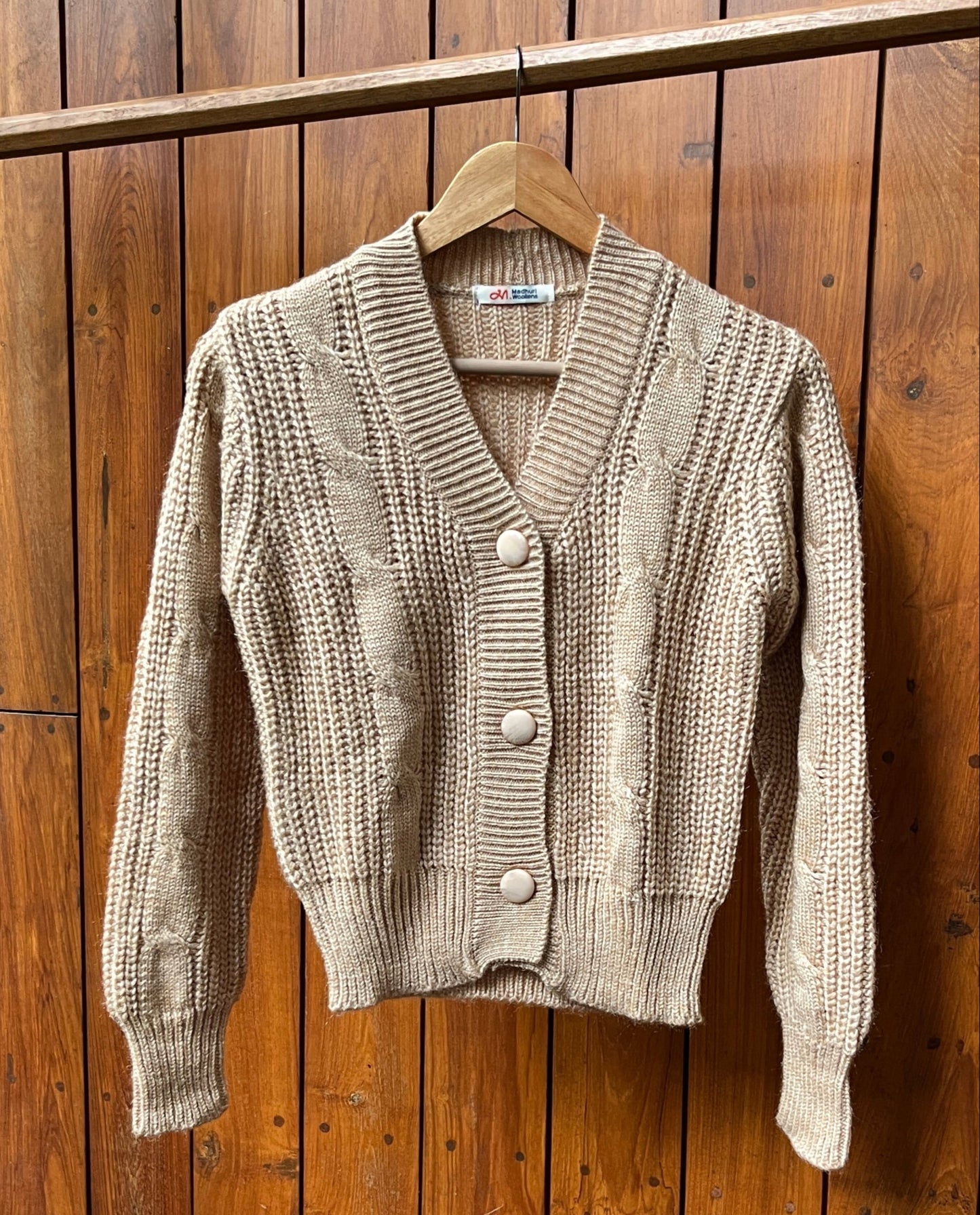 Beige Cable Sweater Top