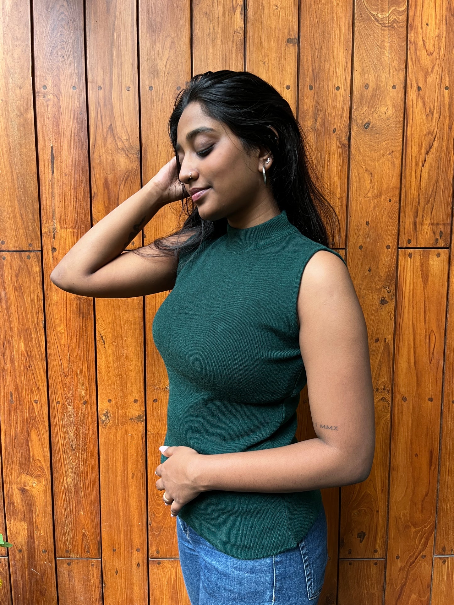 Soft High Neck Sleeveless Woollen Top