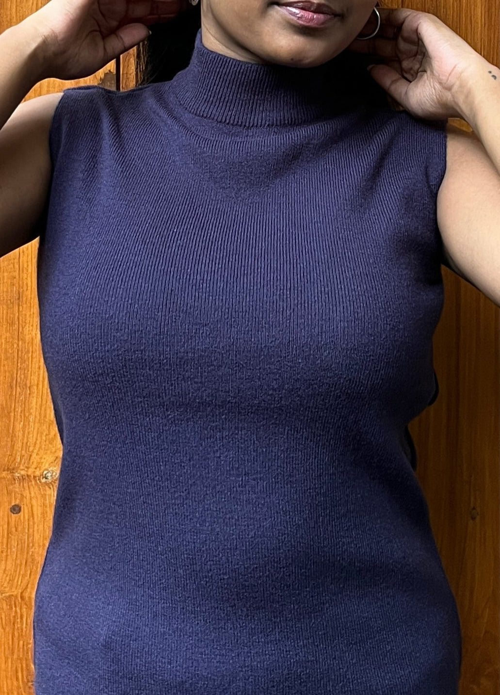 Soft High Neck Sleeveless Woollen Top