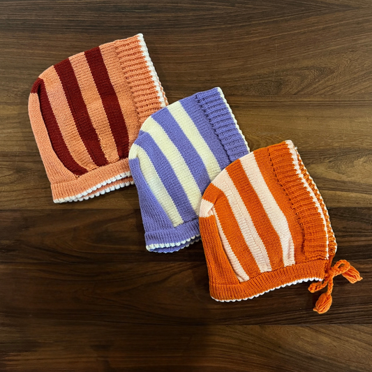 Candy Stripe Baby Caps - Set of 3