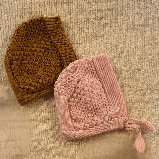 Honeycomb Knit Baby Caps - Set of 2