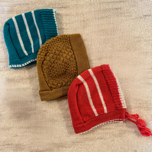 Mixed Weave Baby Cap - Set of 3