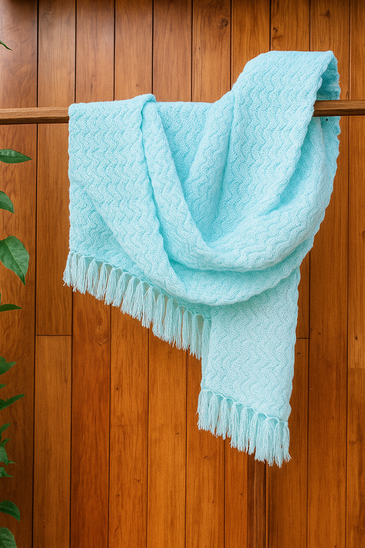 Serene Sky Blue Woven Shawl