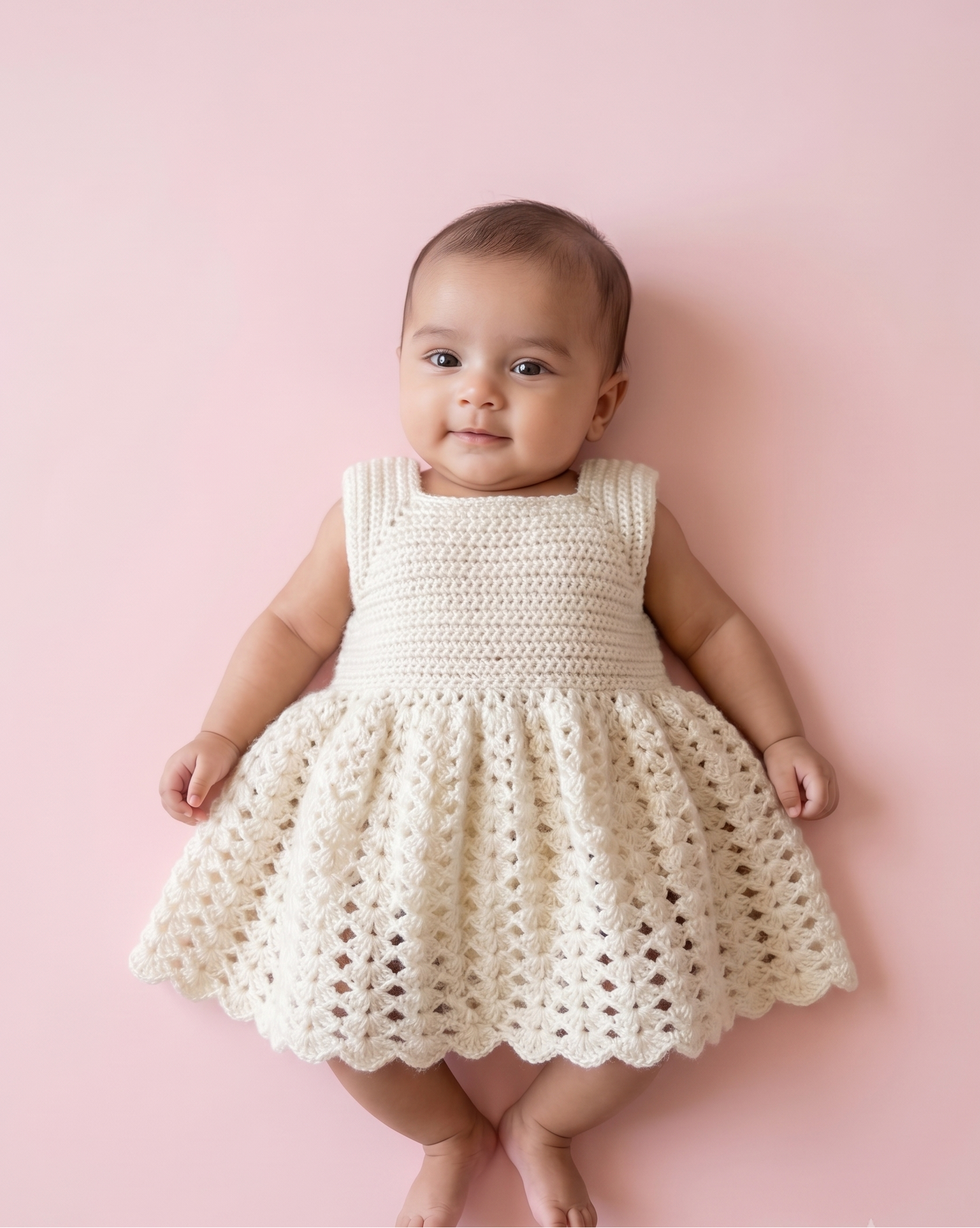 Snow Blossom Handmade Crochet Baby Dress