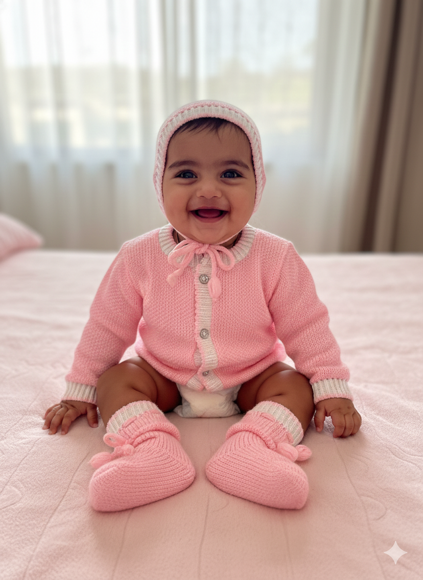 Baby Blush Pink Woollen Sweater Set