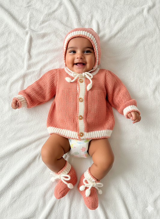 Baby Peach Wool Sweater Set