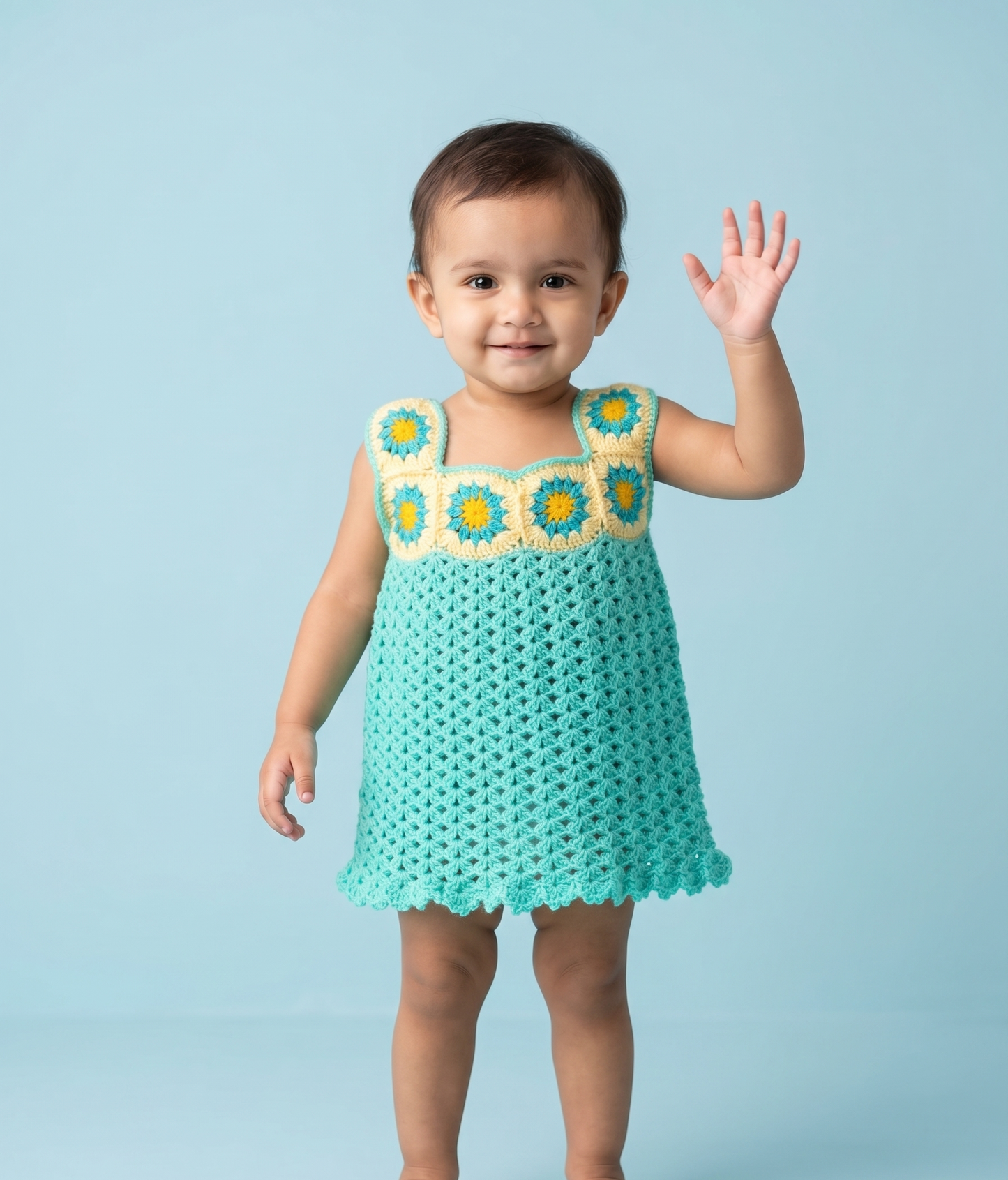 Ocean Bloom Handmade Crochet Baby Dress