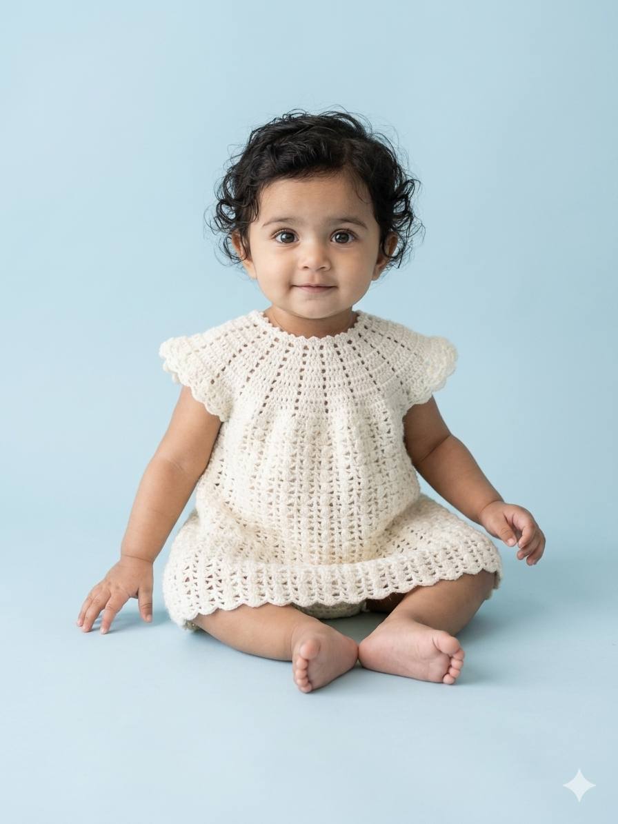 Snowflake Charm Handmade Crochet Baby Dress