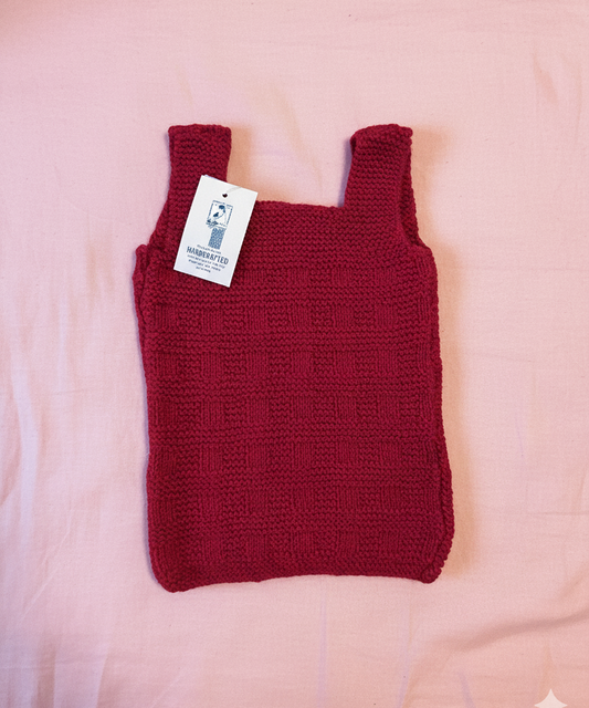 Ruby Red- Handcrafted Woollen Baby Sleeveless Vest