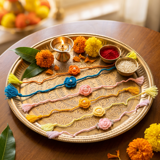 Handmade Floral Rakhi- Set of 6