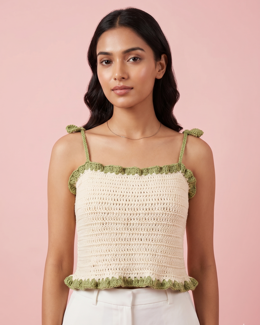 Crochet Crop Top with Ruffle Edges