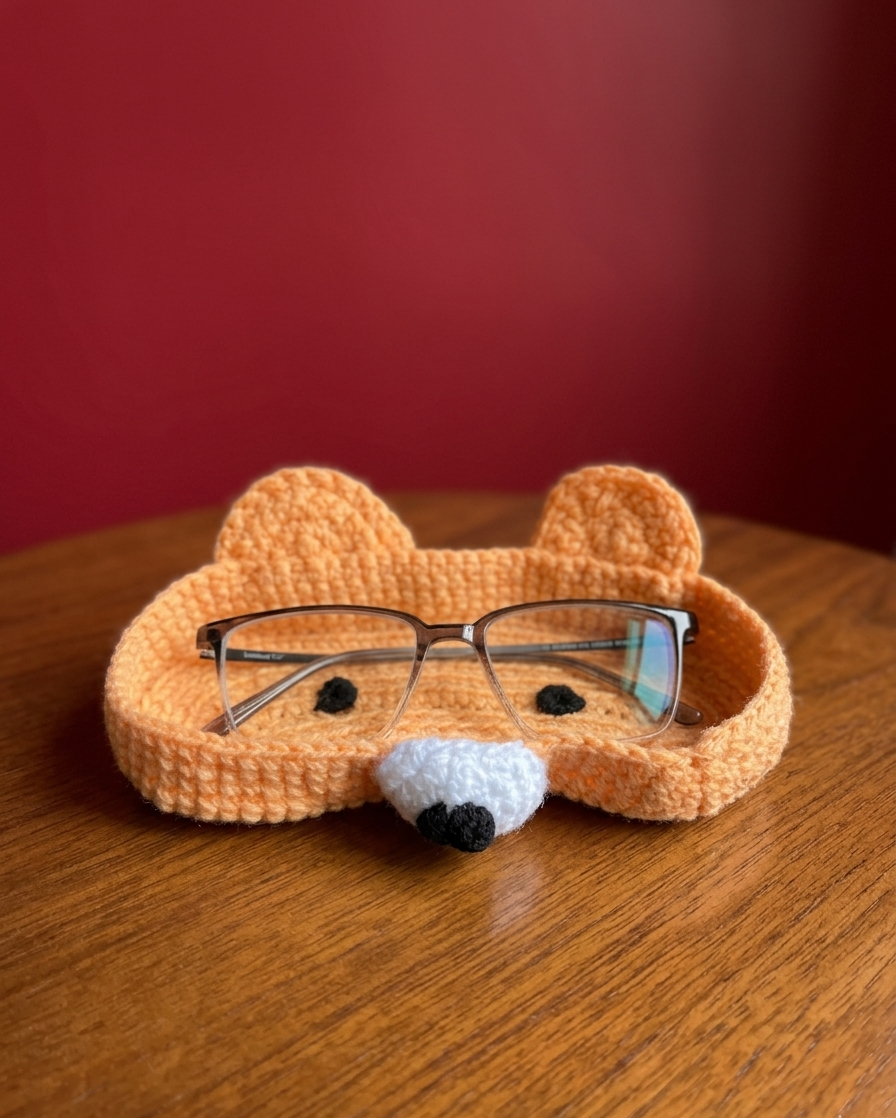 Peach Handmade Crochet Glasses Holder Tray