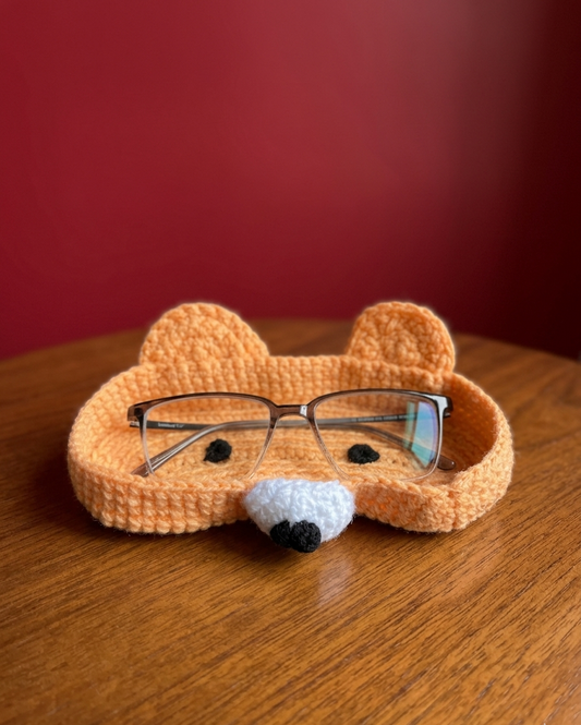 Peach Handmade Crochet Glasses Holder Tray